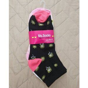 Women's Ankle Socks, Sunflower Print, 3-pack